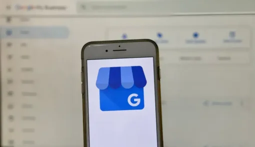 Google My Business logo on a smartphone screen