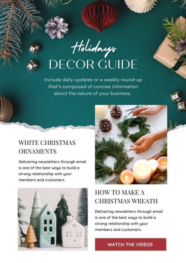 Educational content email example Christmas Decorating Course